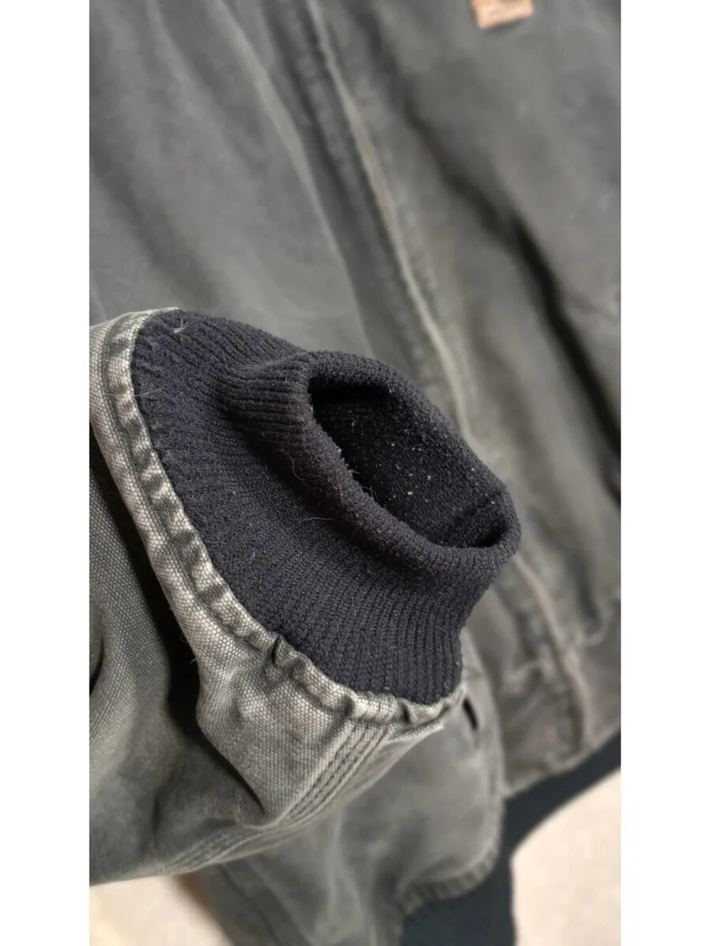 Vtg Carhartt Jacket 101228 BANGSTON Lined Men's Corduroy Collar Distressed Gray